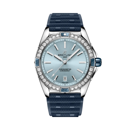 Breitling Super Chronomat Automatic 38 reference A17356531C1S1 with Blue dial, Stainless steel case, rubber strap, front view