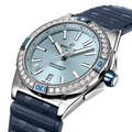 Breitling Super Chronomat Automatic 38 reference A17356531C1S1 with Blue dial, Stainless steel case, rubber strap, three-quarter view