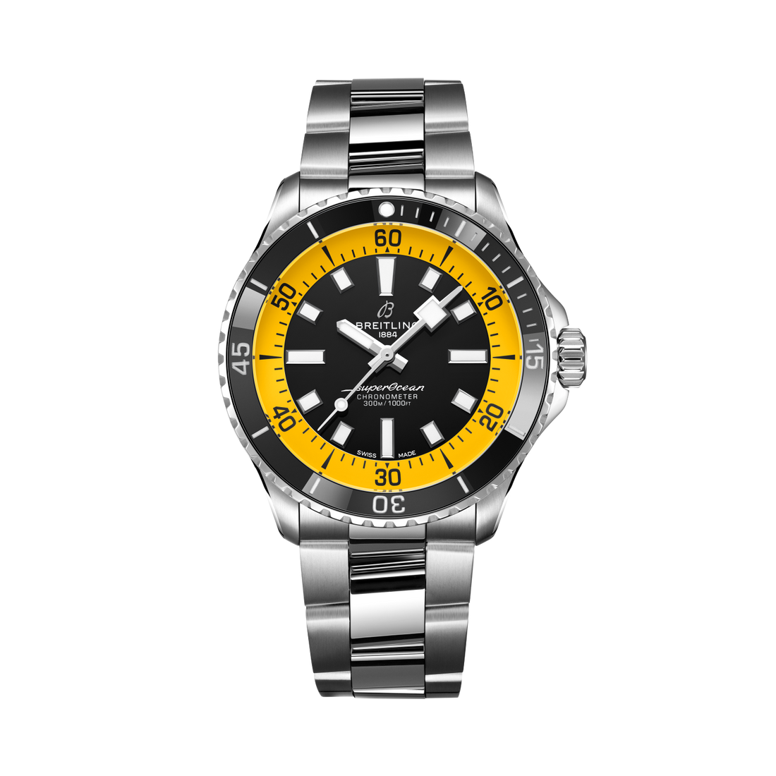 Breitling Superocean Automatic 42 reference A173751C1B1A1 with Black dial, Stainless steel case, bracelet, front view