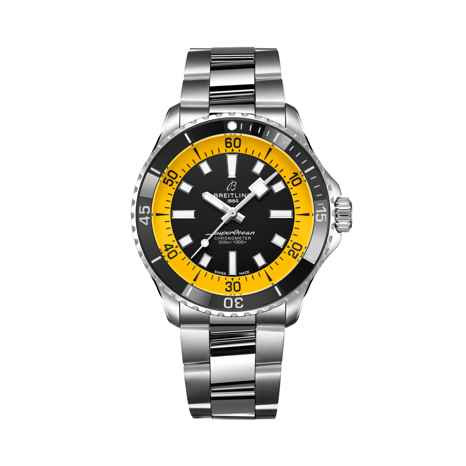 Breitling Superocean Automatic 42 reference A173751C1B1A1 with Black dial, Stainless steel case, bracelet, front view