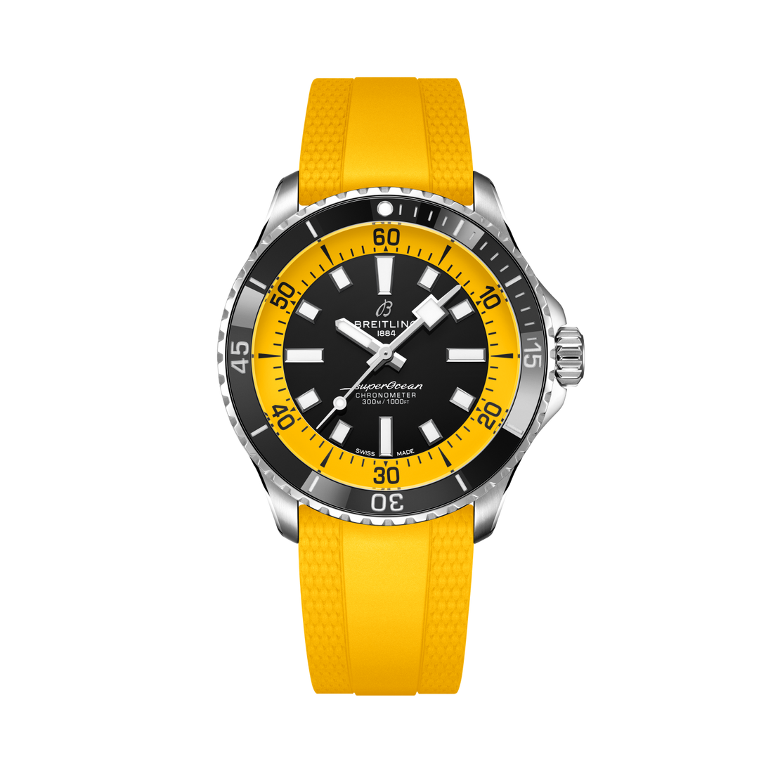 Breitling Superocean Automatic 42 reference A173751C1B1S1 with Black dial, Stainless steel case, rubber strap, front view