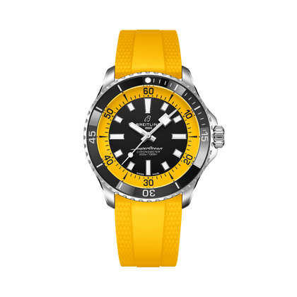 Breitling Superocean Automatic 42 reference A173751C1B1S1 with Black dial, Stainless steel case, rubber strap, front view