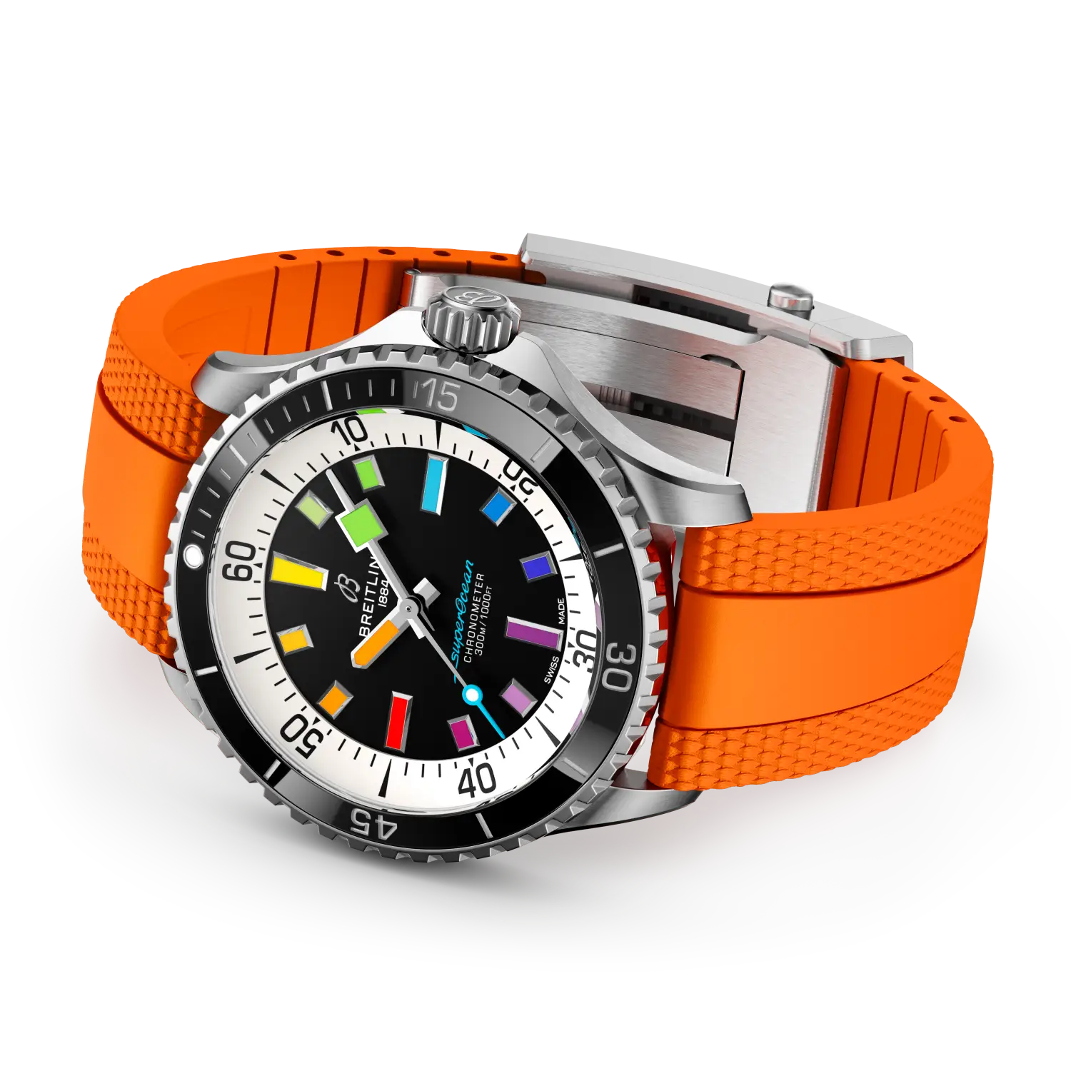 Breitling Superocean Automatic 42 reference A17375211B2S3 with Black dial, Stainless steel case, rubber strap, bracelet or strap configuration view