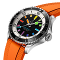 Breitling Superocean Automatic 42 reference A17375211B2S3 with Black dial, Stainless steel case, rubber strap, three-quarter view