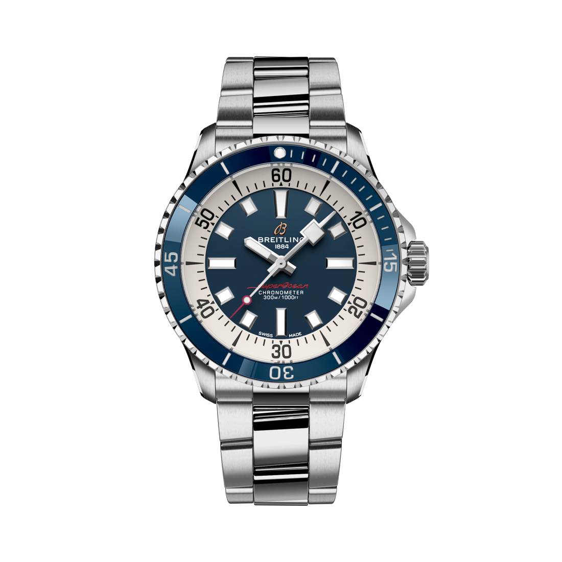 Breitling Superocean Automatic 42 reference A17375E71C1A1 with Blue dial, Stainless steel case, bracelet, front view