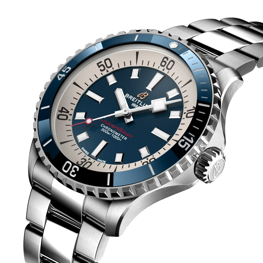 Breitling Superocean Automatic 42 reference A17375E71C1A1 with Blue dial, Stainless steel case, bracelet, front view