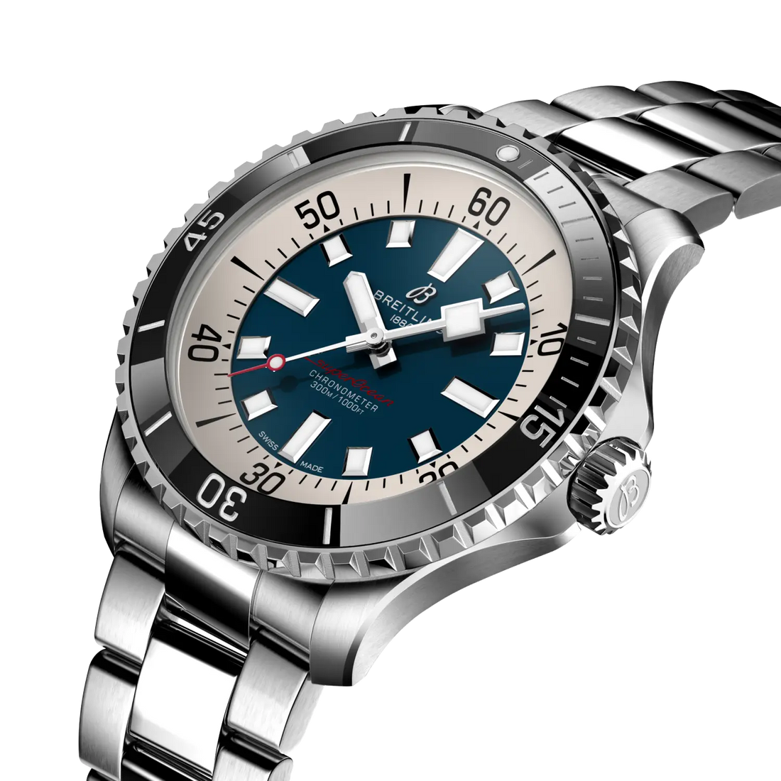 Breitling Superocean Automatic 44 reference A17376211C1A1 with Blue dial, Stainless steel case, bracelet, front view