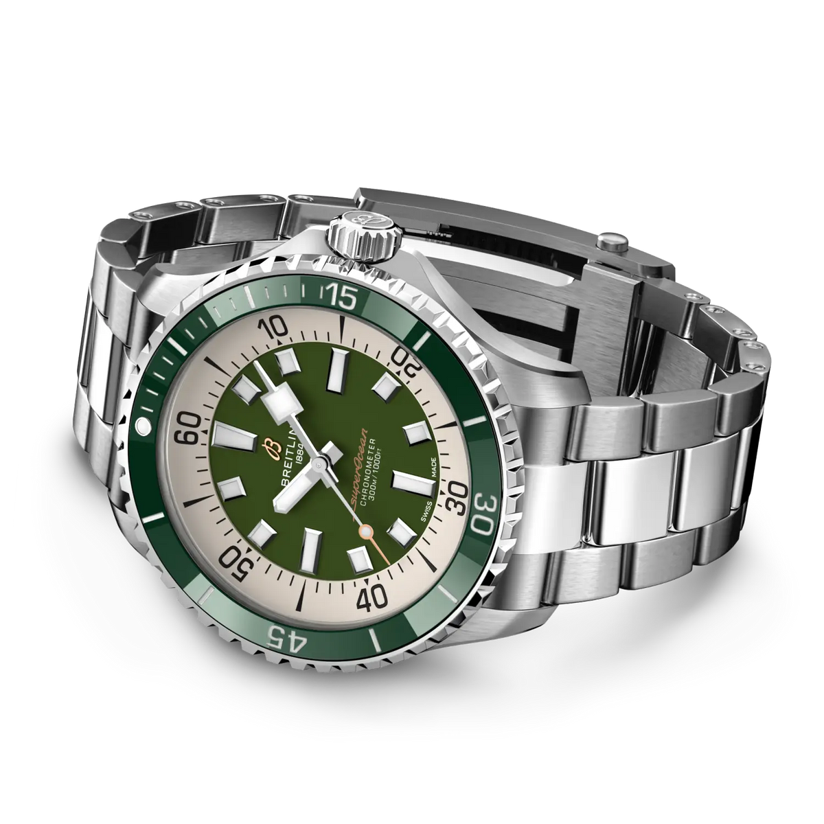 Breitling Superocean Automatic 44 reference A17376A31L1A1 with Green dial, Stainless steel case, bracelet, bracelet or strap configuration view