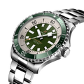 Breitling Superocean Automatic 44 reference A17376A31L1A1 with Green dial, Stainless steel case, bracelet, three-quarter view