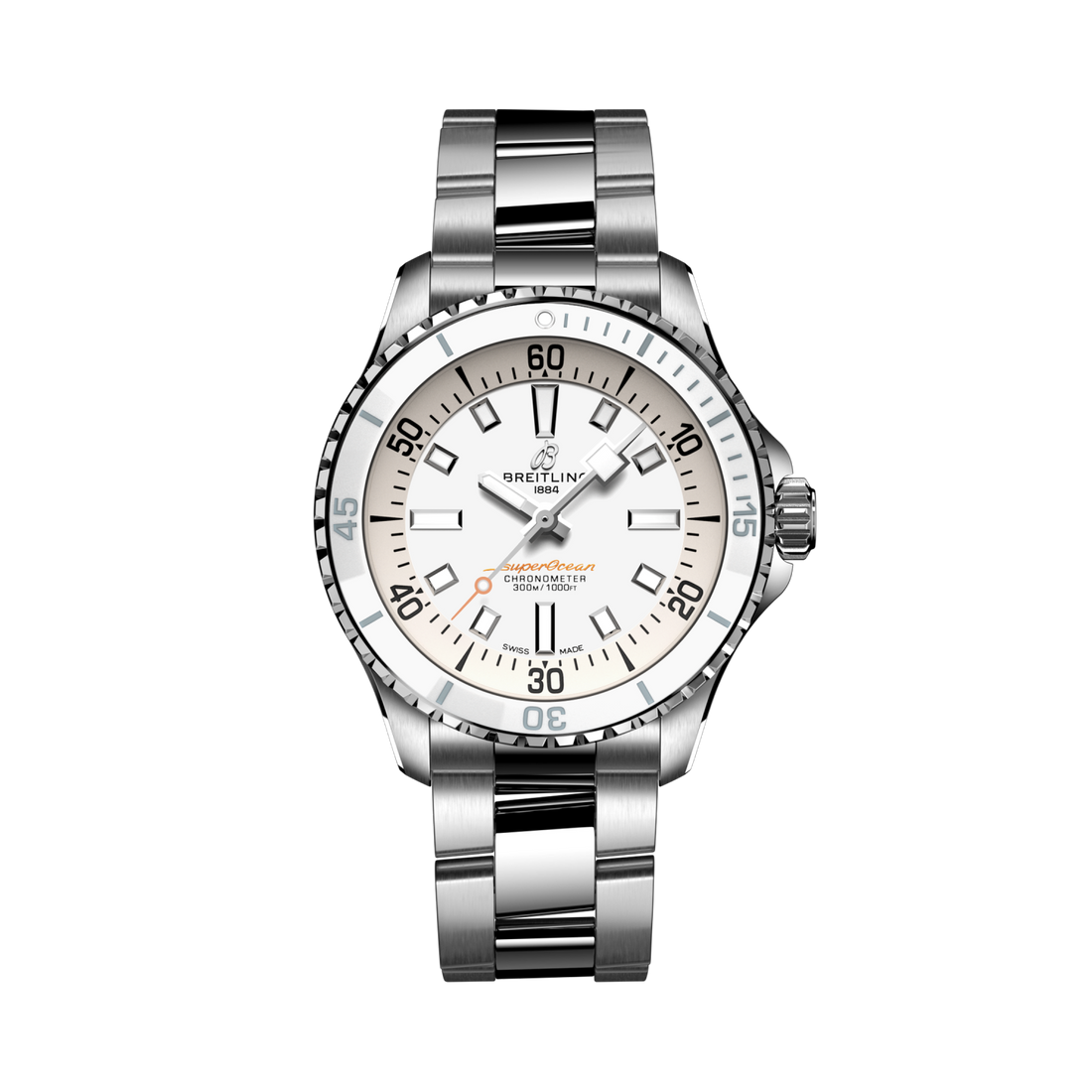 Breitling Superocean Automatic 36 reference A17377211A1A1 with White dial, Stainless steel case, bracelet, front view