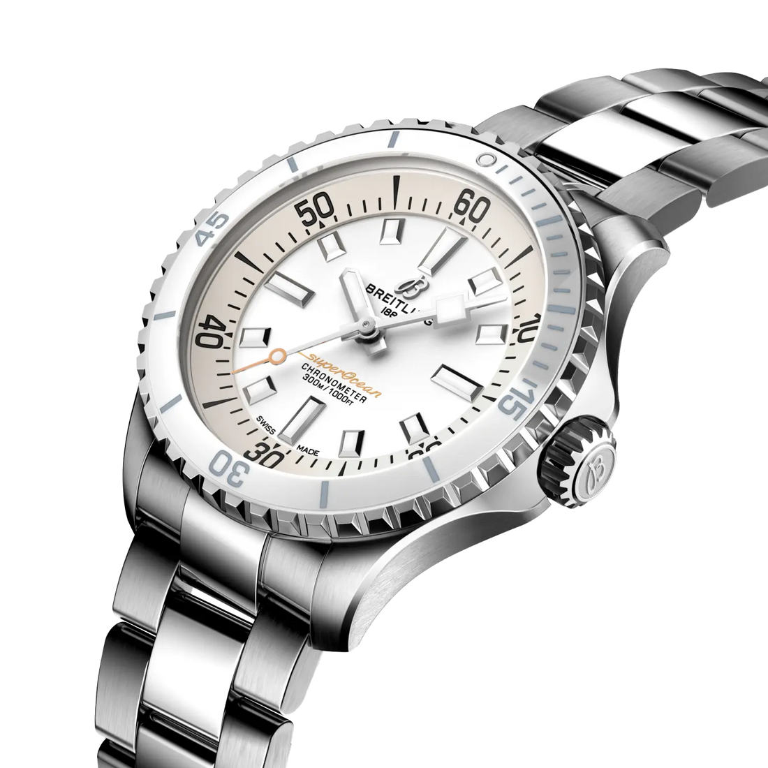 Breitling Superocean Automatic 36 reference A17377211A1A1 with White dial, Stainless steel case, bracelet, front view