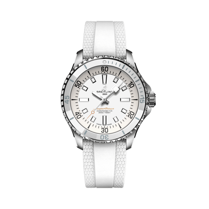 Breitling Superocean Automatic 36 reference A17377211A1S1 with White dial, Stainless steel case, rubber strap, front view