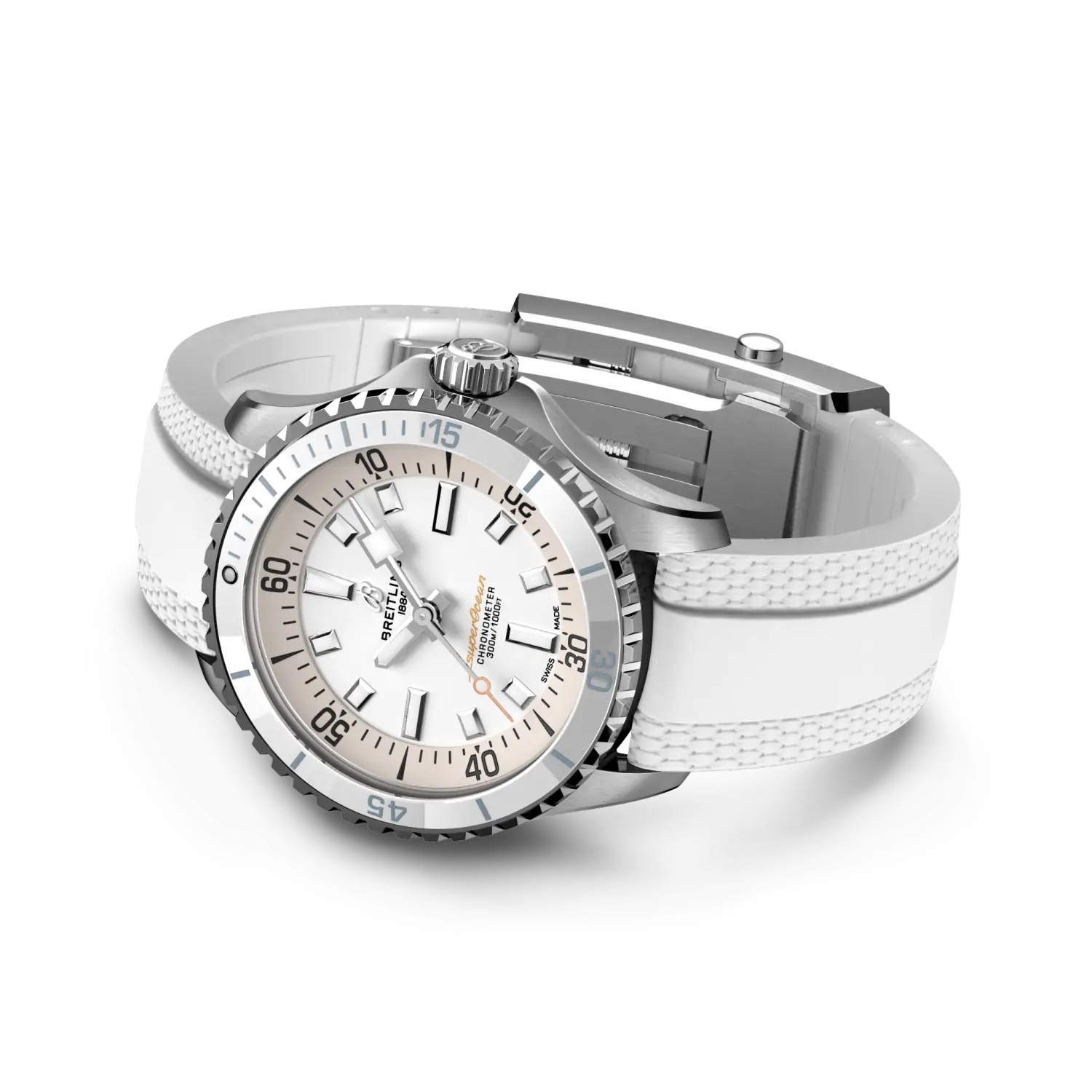 Breitling Superocean Automatic 36 reference A17377211A1S1 with White dial, Stainless steel case, rubber strap, bracelet or strap configuration view