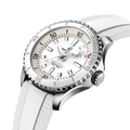 Breitling Superocean Automatic 36 reference A17377211A1S1 with White dial, Stainless steel case, rubber strap, three-quarter view