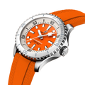 Breitling Superocean Automatic 36 reference A17377211O1S1 with Orange dial, Stainless steel case, rubber strap, three-quarter view