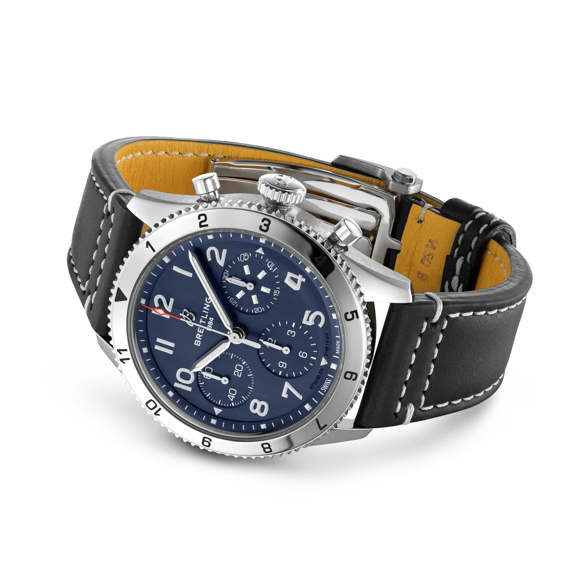 Breitling Classic AVI Chronograph 42 Tribute to Vought F4U Corsair reference A233801A1C1X1 with Blue dial, Stainless steel case, calfskin strap, bracelet or strap configuration view