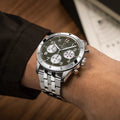 Breitling Classic AVI Chronograph 42 Curtiss Warhawk reference A233802A1L1A1 with Green dial, Stainless steel case, bracelet, on-wrist view