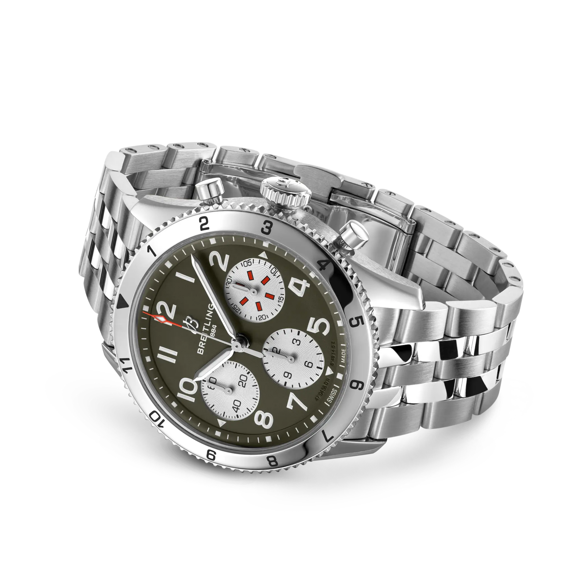 Breitling Classic AVI Chronograph 42 Curtiss Warhawk reference A233802A1L1A1 with Green dial, Stainless steel case, bracelet, bracelet or strap configuration view
