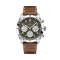 Breitling Classic AVI Chronograph 42 Curtiss Warhawk reference A233802A1L1X1 with Green dial, Stainless steel case, calfskin strap, front view