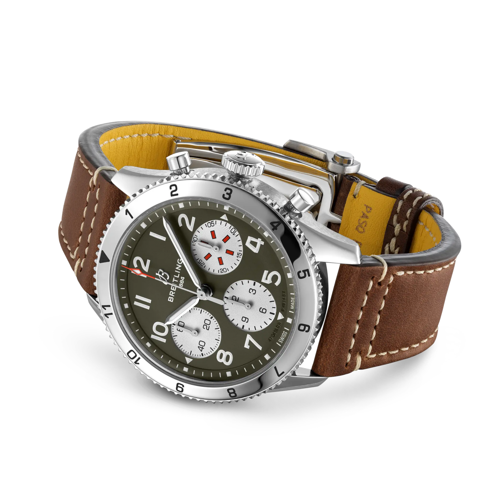 Breitling Classic AVI Chronograph 42 Curtiss Warhawk reference A233802A1L1X1 with Green dial, Stainless steel case, calfskin strap, bracelet or strap configuration view