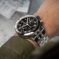 Breitling Classic AVI Chronograph 42 P-51 Mustang reference A233803A1B1A1 with Black dial, Stainless steel case, bracelet, on-wrist view