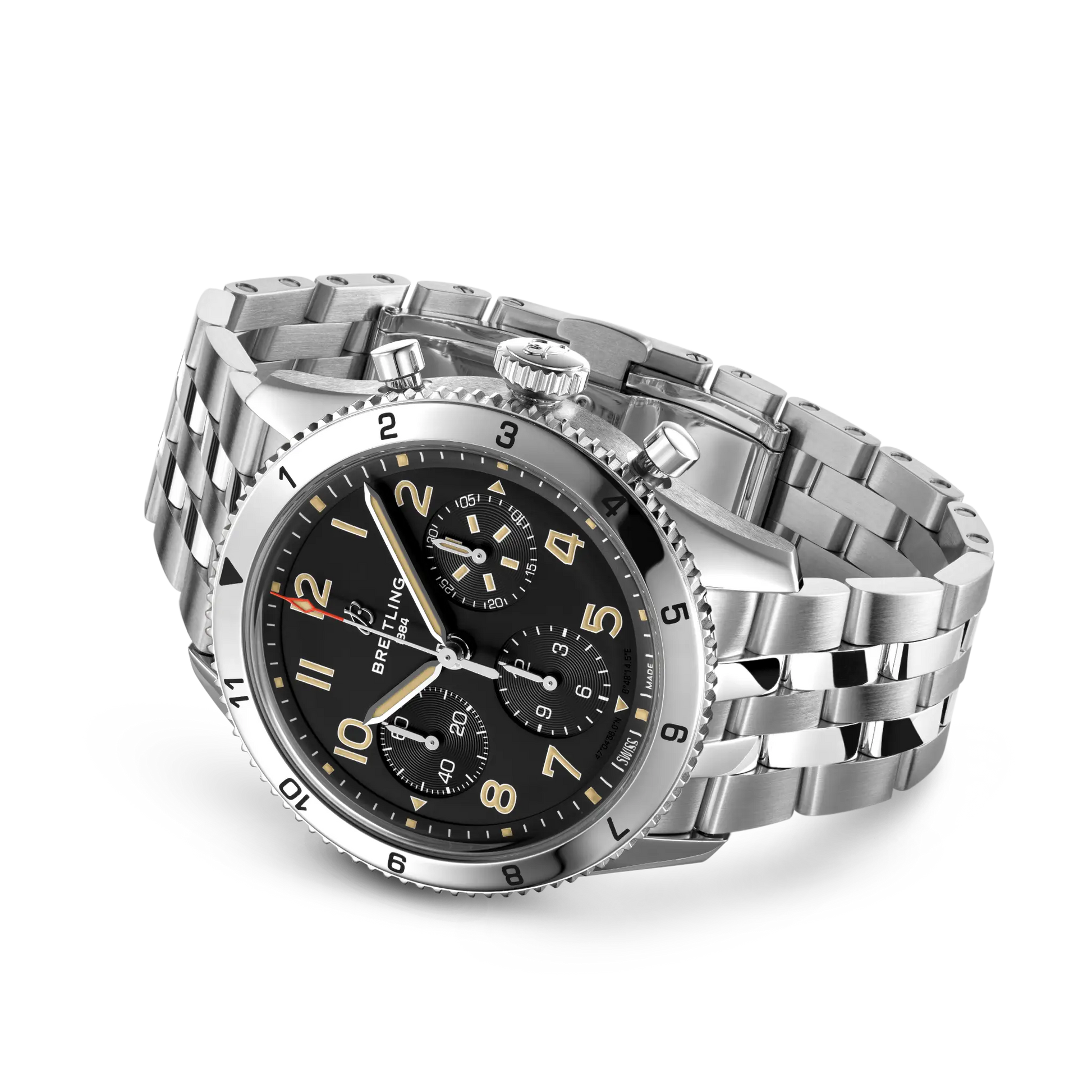 Breitling Classic AVI Chronograph 42 P-51 Mustang reference A233803A1B1A1 with Black dial, Stainless steel case, bracelet, bracelet or strap configuration view