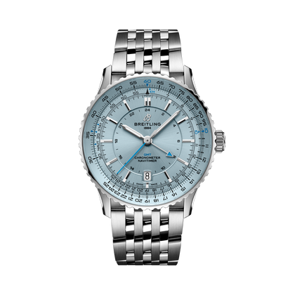 Breitling Navitimer Automatic GMT 41 reference A32310171C1A1 with Ice blue dial, Stainless steel case, bracelet, front view
