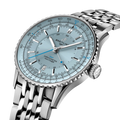 Breitling Navitimer Automatic GMT 41 reference A32310171C1A1 with Ice blue dial, Stainless steel case, bracelet, three-quarter view