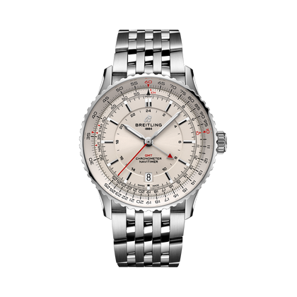 Breitling Navitimer Automatic GMT 41 reference A32310211G1A1 with Cream dial, Stainless steel case, bracelet, front view