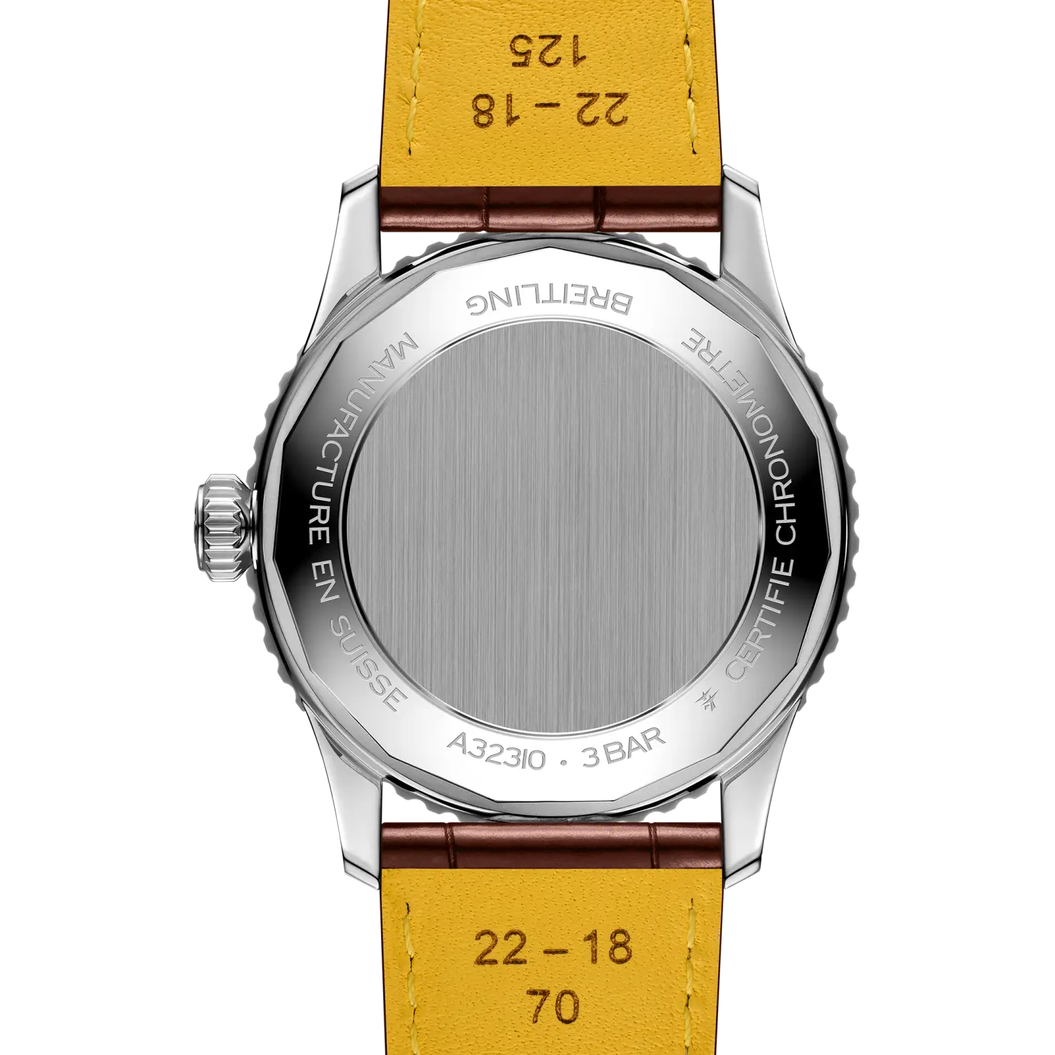 Caseback engraving view of Breitling Navitimer Automatic GMT 41 reference A32310211G1P1