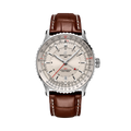 Breitling Navitimer Automatic GMT 41 reference A32310211G1P1 with Cream dial, Stainless steel case, alligator strap, front view