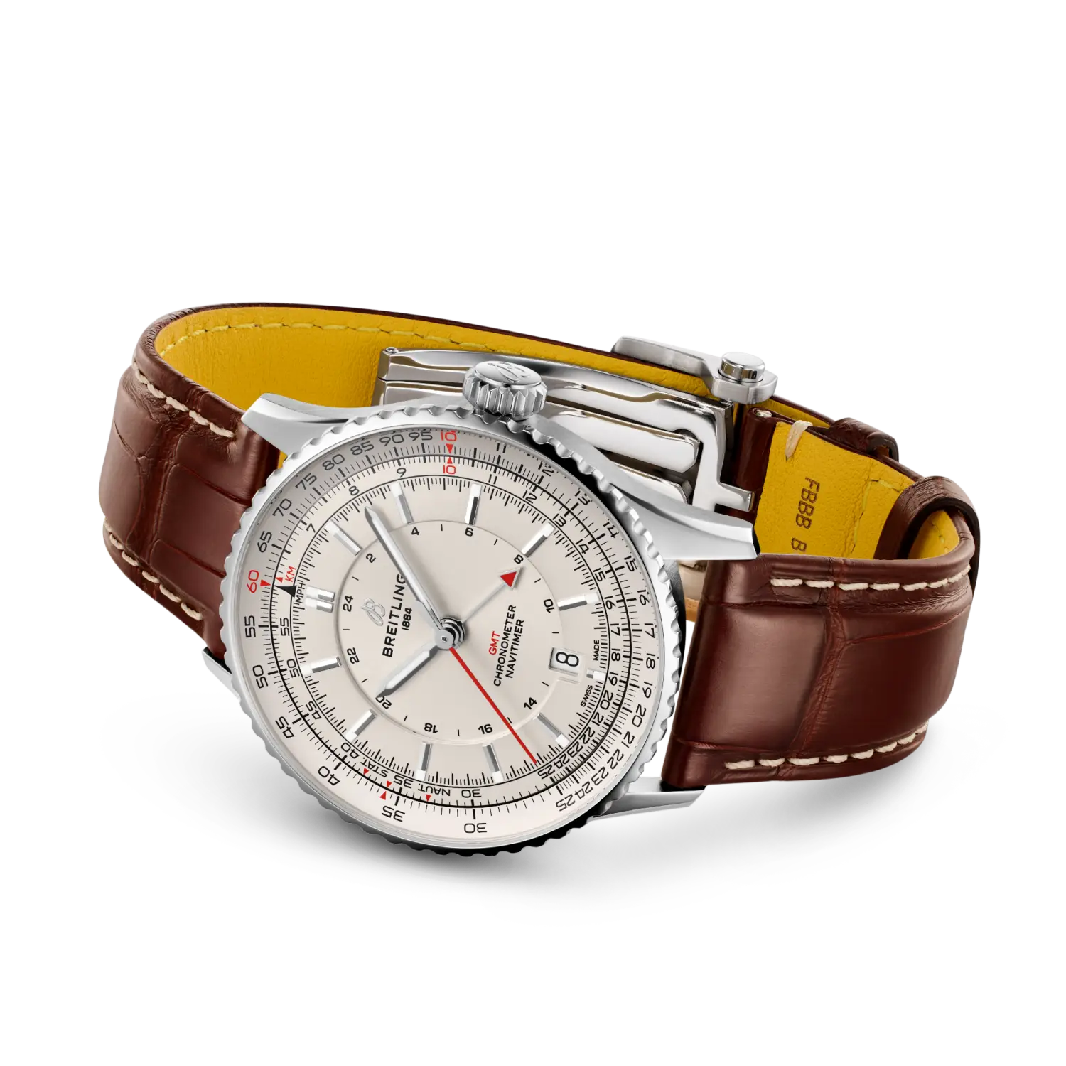 Breitling Navitimer Automatic GMT 41 reference A32310211G1P1 with Cream dial, Stainless steel case, alligator strap, bracelet or strap configuration view