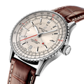 Breitling Navitimer Automatic GMT 41 reference A32310211G1P1 with Cream dial, Stainless steel case, alligator strap, three-quarter view
