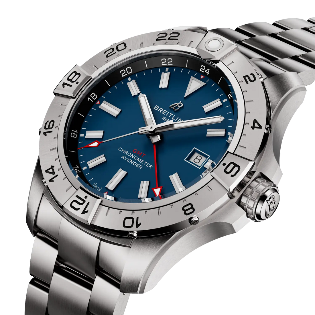 Breitling Avenger Automatic GMT 44 reference A32320101C1A1 with Blue dial, Stainless steel case, bracelet, front view