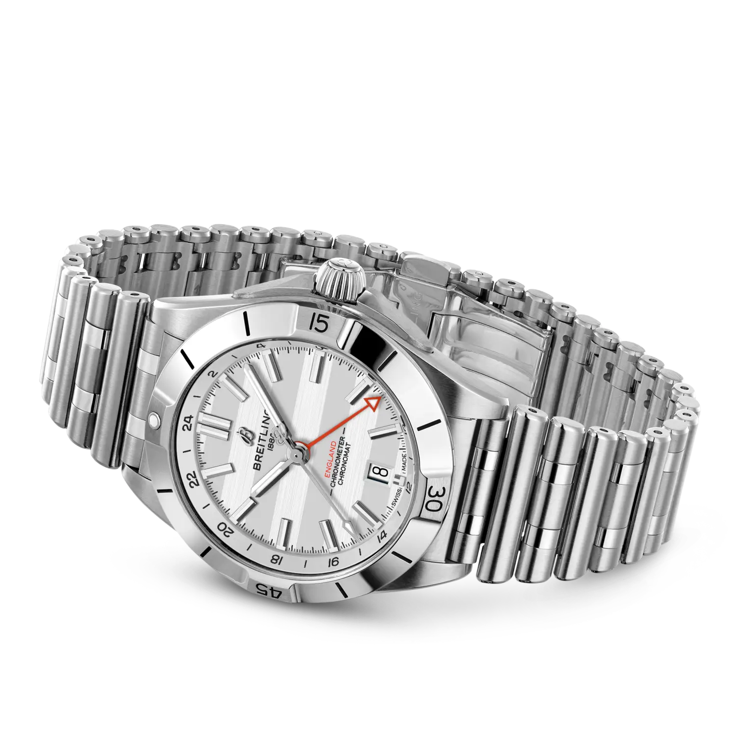 Breitling Chronomat Automatic GMT 40 Six Nations England reference A323985B1A1A1 with White dial, Stainless steel case, bracelet, bracelet or strap configuration view