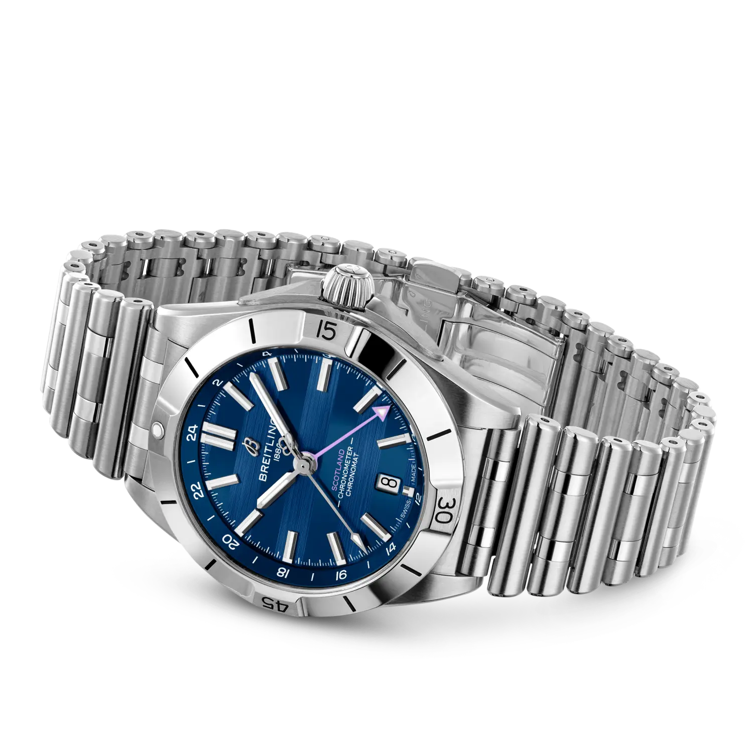 Breitling Chronomat Automatic GMT 40 Six Nations Scotland reference A323986B1C1A1 with Blue dial, Stainless steel case, bracelet, bracelet or strap configuration view