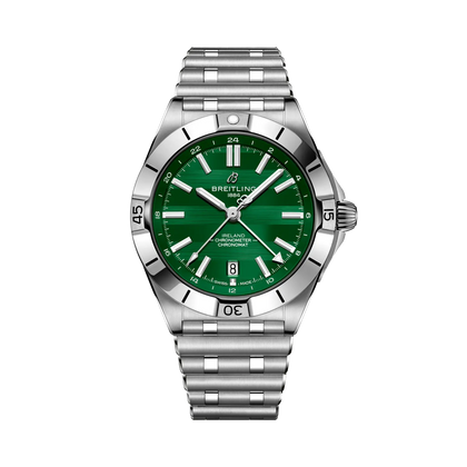 Breitling Chronomat Automatic GMT 40 Six Nations Ireland reference A323987B1L1A1 with Green dial, Stainless steel case, bracelet, front view