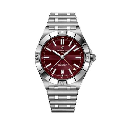 Breitling Chronomat Automatic GMT 40 Six Nations Wales reference A323988B1K1A1 with Burgundy dial, Stainless steel case, bracelet, front view