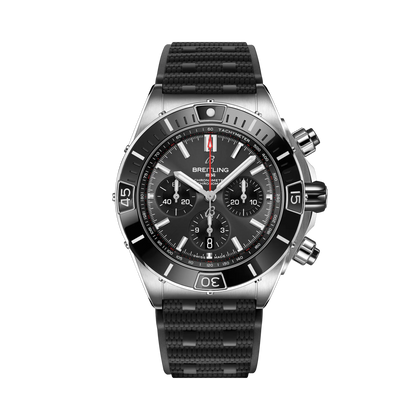 Breitling Super Chronomat B01 44 reference AB0136251B2S1 with Anthracite dial, Stainless steel case, rubber strap, front view