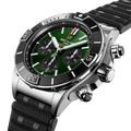 Breitling Super Chronomat B01 44 reference AB0136251L1S1 with Green dial, Stainless steel case, rubber strap, three-quarter view