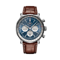 Breitling Navitimer B01 Chronograph 46 reference AB0137211C1P1 with Blue dial, Stainless steel case, alligator strap, front view
