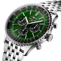 Breitling Navitimer B01 Chronograph 46 reference AB0137241L1A1 with Green dial, Stainless steel case, bracelet, three-quarter view