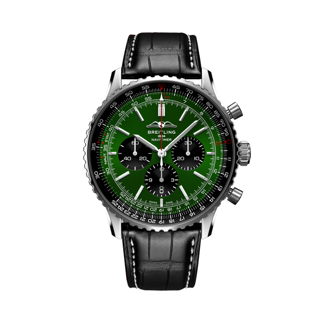 Breitling Navitimer B01 Chronograph 46 Green Dial Black Alligator Strap AB0137241L1P1 UNWORN 2026