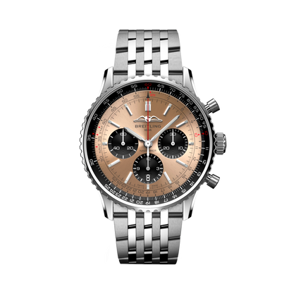 Breitling Navitimer B01 Chronograph 43 reference AB0138241K1A1 with Copper dial, Stainless steel case, bracelet, front view