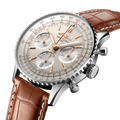 Breitling Navitimer B01 Chronograph 41 reference AB0139211G1P1 with Cream dial, Stainless steel case, alligator strap, three-quarter view