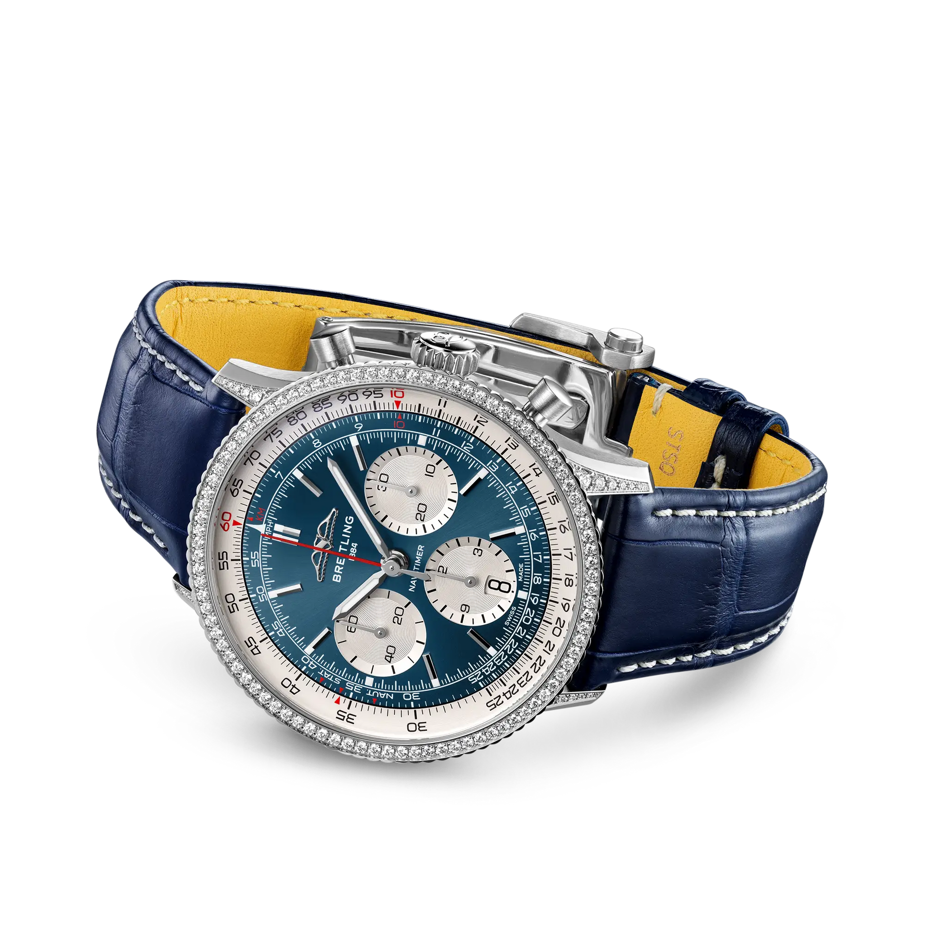 Breitling Navitimer B01 Chronograph 41 reference AB0139631C1P1 with Blue dial, Stainless steel (gem-set) case, alligator strap, bracelet or strap configuration view