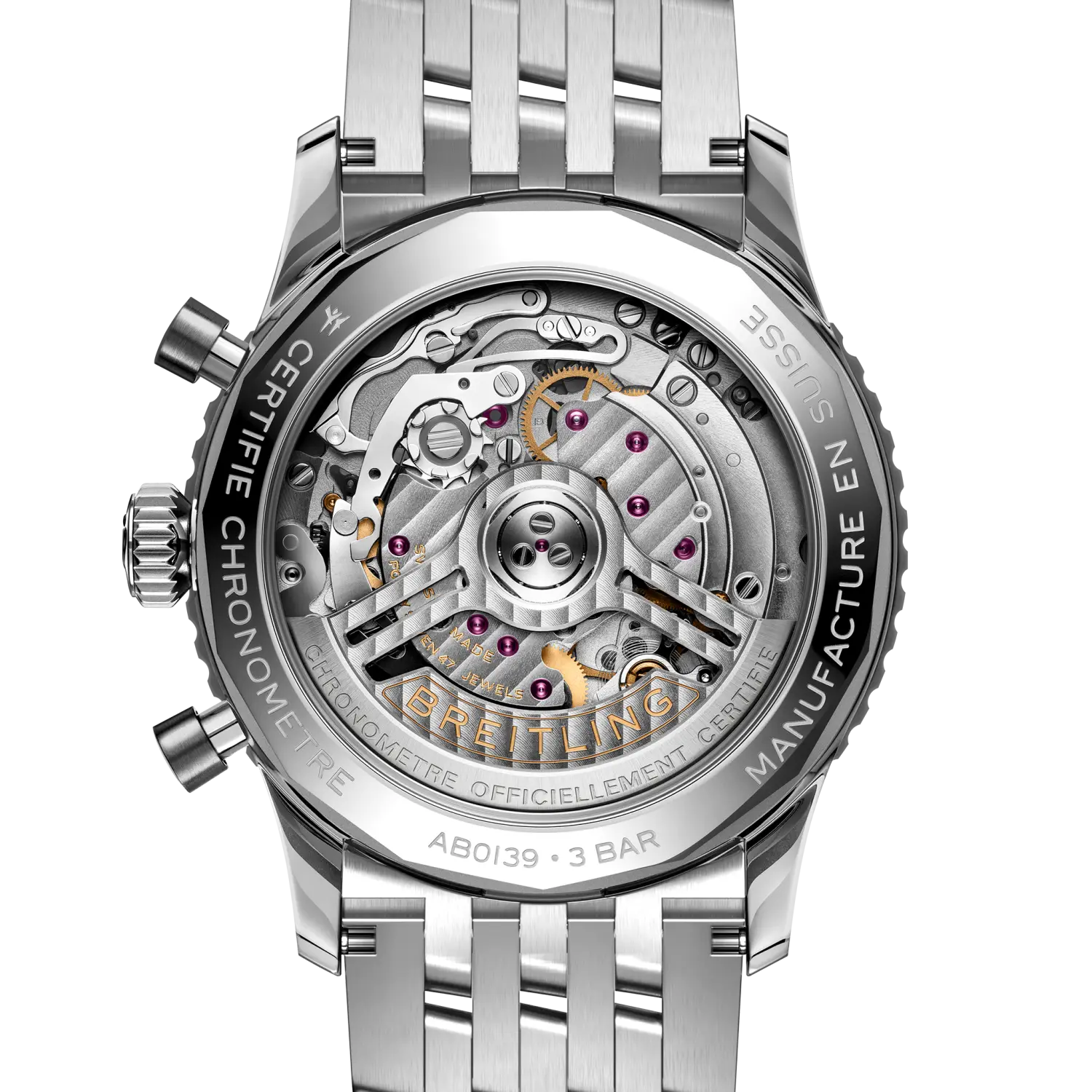 Caseback view of Breitling Navitimer B01 Chronograph 41 reference AB0139A71G1A1