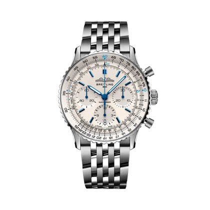 Breitling Navitimer B01 Chronograph 41 reference AB0139A71G1A1 with Cream dial, Stainless steel case, bracelet, front view