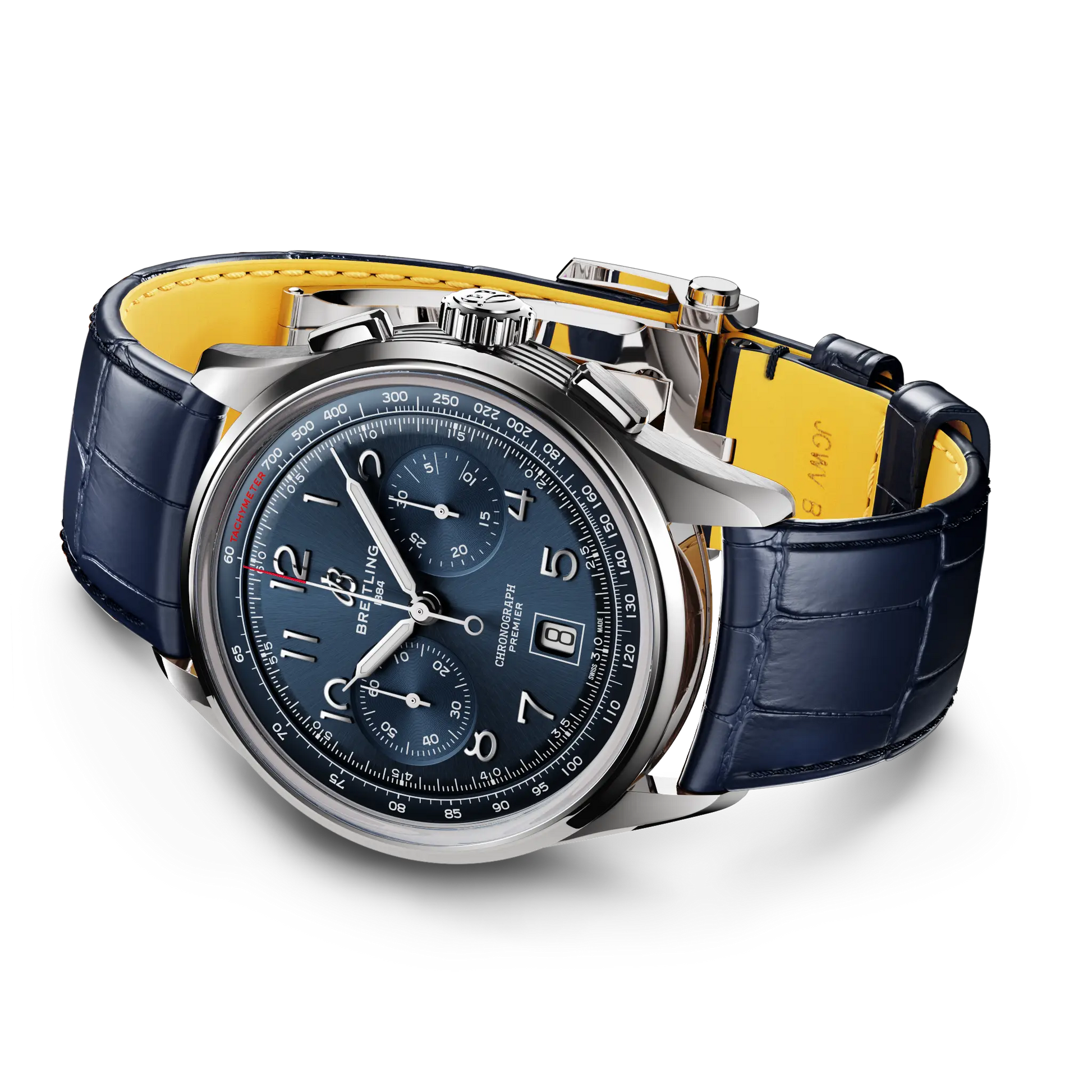 Breitling Premier B01 Chronograph 42 reference AB0145171C1P2 with Blue dial, Stainless steel case, alligator strap, bracelet or strap configuration view