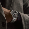Breitling Premier B01 Chronograph 42 reference AB0145221B1A1 with Black dial, Stainless steel case, bracelet, on-wrist view